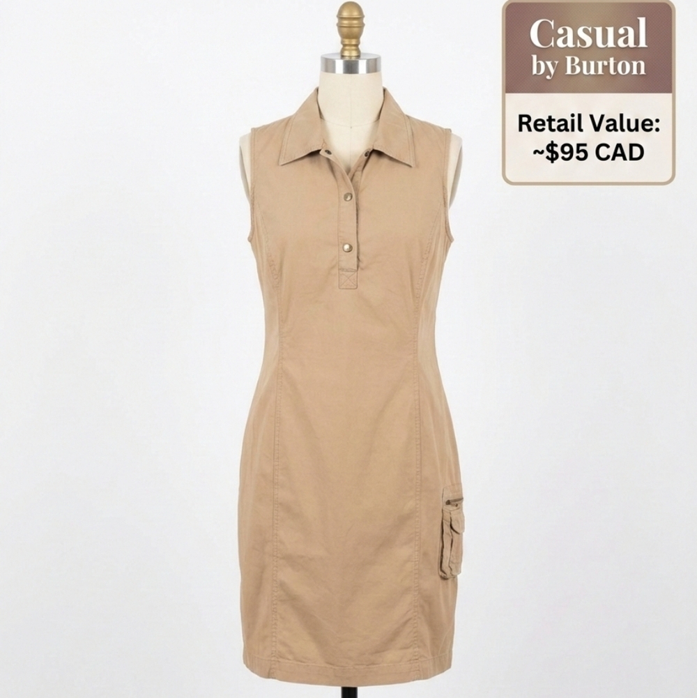 Casual by Burton Tan Utility Dress with Cargo Pocket